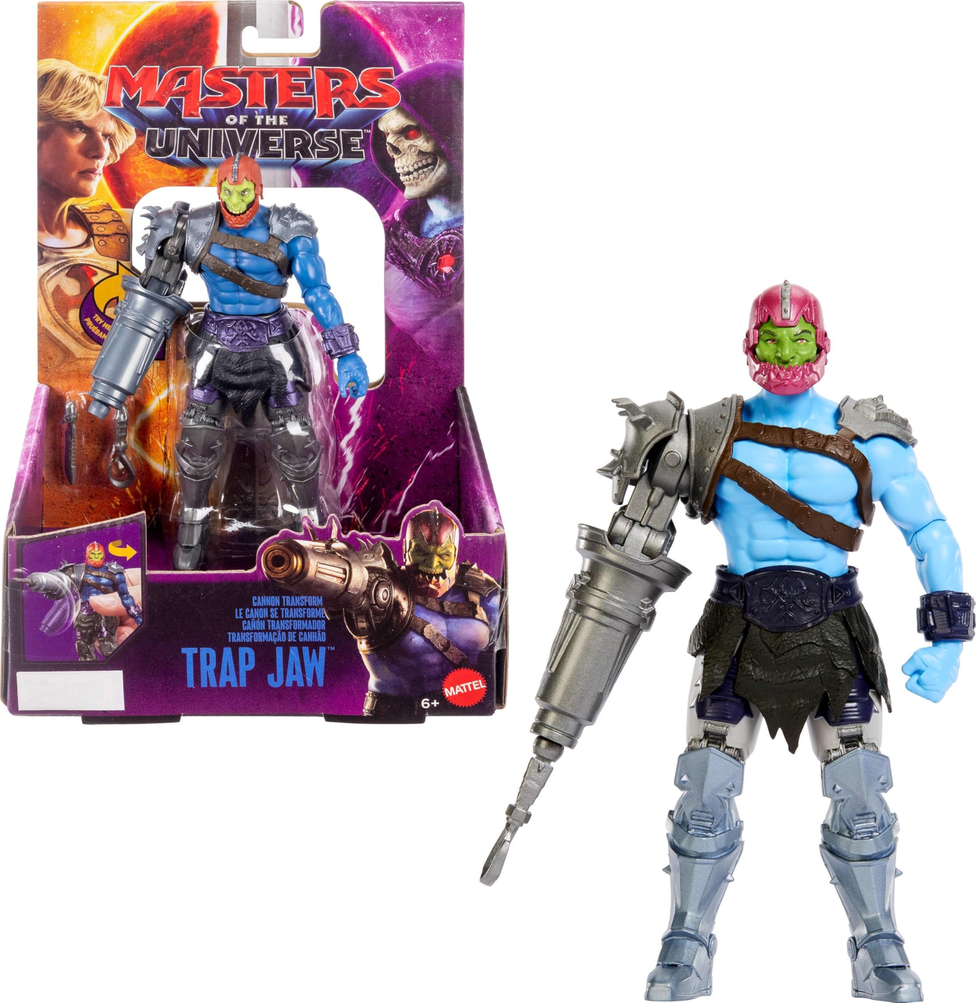 Masters of the Universe Feature Action Figure Cannon Transform Trap Jaw, Twist & Release Move, 5.5 Inch, 2026 Movie Accurate Villain Toy