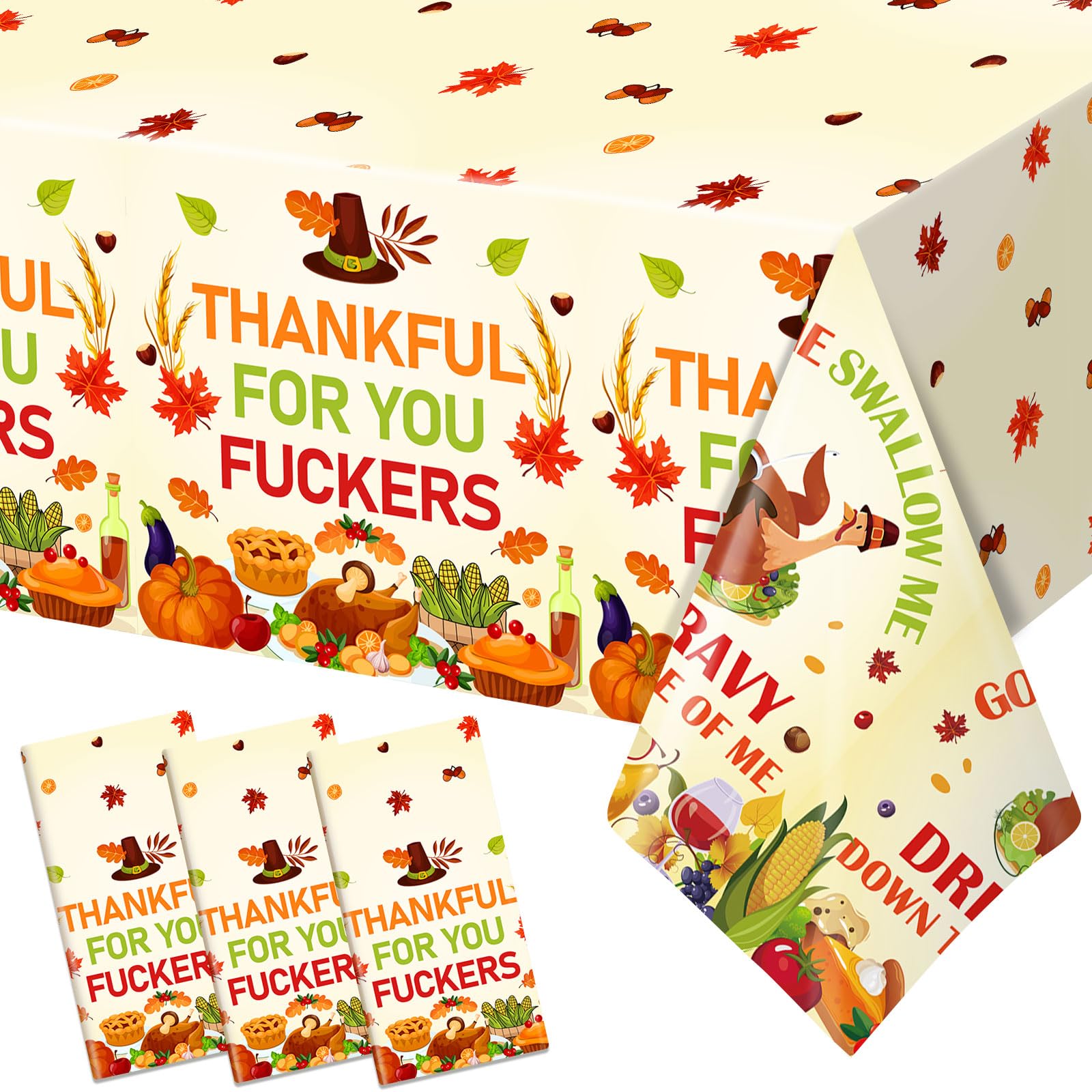 Yavxzvbw 3Pcs Thanksgiving Tablecloth Thanksgiving Party Decorations Tablecloths Friendsgiving Party Decorations Thanksgiving Party Supplies