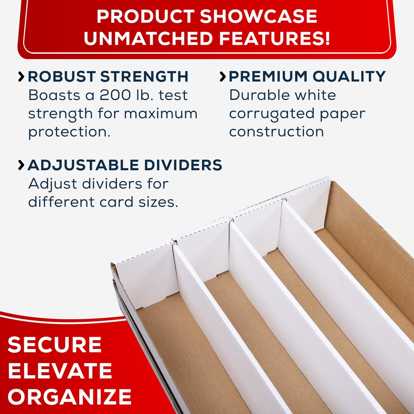 Collector's First Pick Premium 3200 Count Storage Box 4 Row Monster - 200 Pound Test Strength - Trading Card Cardboard Box For Football, Basketball