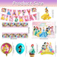 62PCS Disne Princess Party Supplies, Birthday Decorations Set Include Banner, Balloons, Backdrop, Cupcake Toppers, Tablecloth, Hanging Swirls for Kids