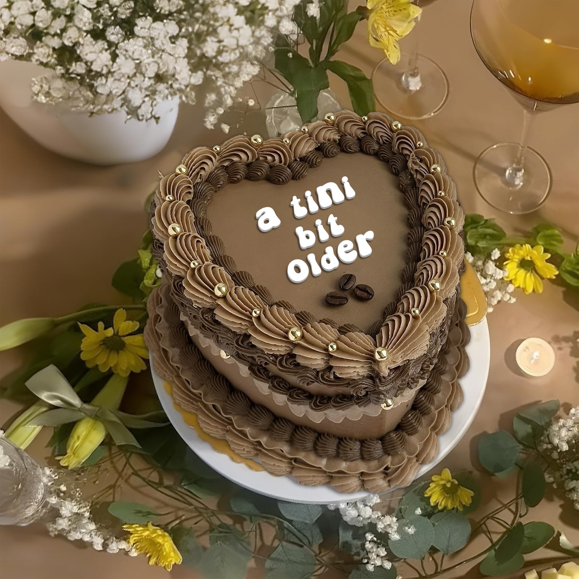 A Tini Bit Older Cake Topper - Funny Acrylic Cake Decoration for Espresso Martini Birthday Party, 21st 30th Birthday Cocktail Theme for Women (white)
