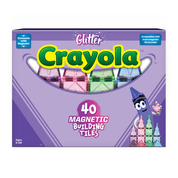 CreateOn Crayola Glitter Magnetic Tiles, Building Set for Kids, Magnetic Tiles, Magnetic Building Toys for Kids, STEM Easter Toys for Boys and Girls