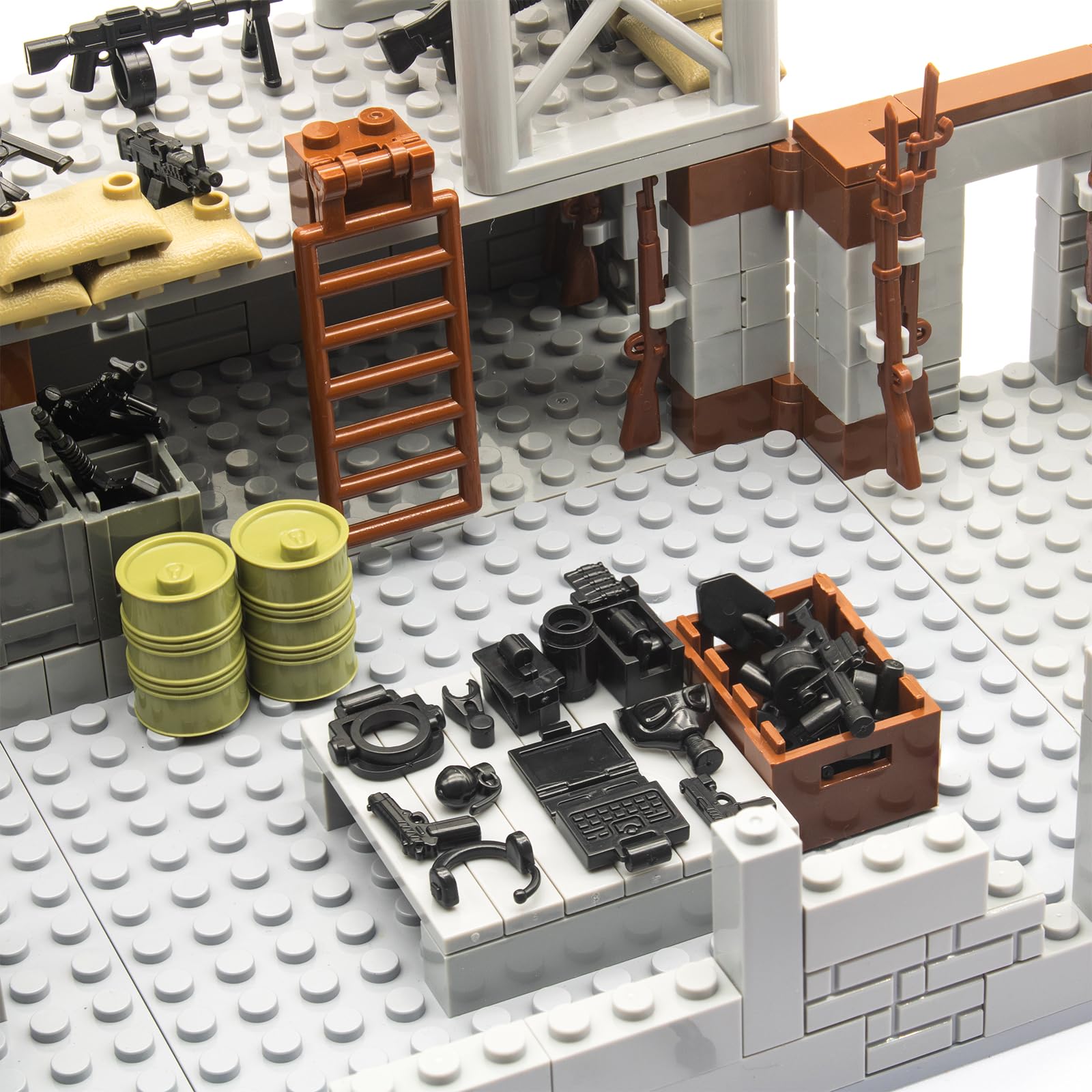 Gonsausola 500+ Pcs Military Base Building Brick Sets Include Defence Base Guard Tower for Army Mini Figures, Weapon Pack Accessories Kits Toys, Guns