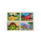 Melissa & Doug 4‑in‑1 Wooden Dinosaur Jigsaw Puzzle Set, 48 Pieces with Storage Box, Toddler Puzzle Toy for Kids Ages 3+ - FSC Certified