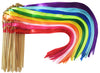 Kingsnow 100 Pieces Multi-Color Ribbon Wands Streamers Sticks with Gold Bell, Chromatic Silk Wish Wands Fairy Stick Party Rhythm Ribbon Streamers