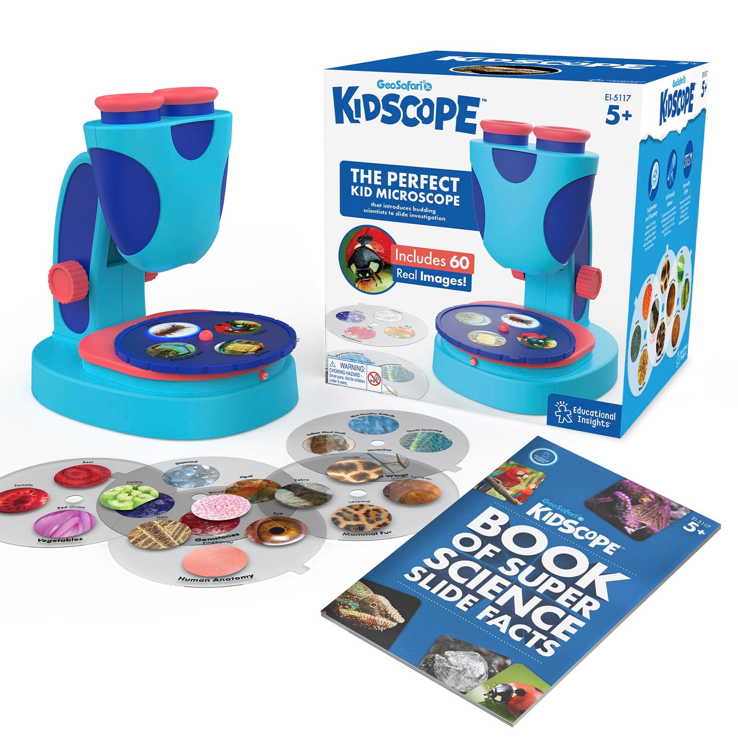 Educational Insights GeoSafari Kidscope - STEM Toys for Kids, Toddler Learning Toys, Kids Microscope with Prepared Slides, Science Set for Boys