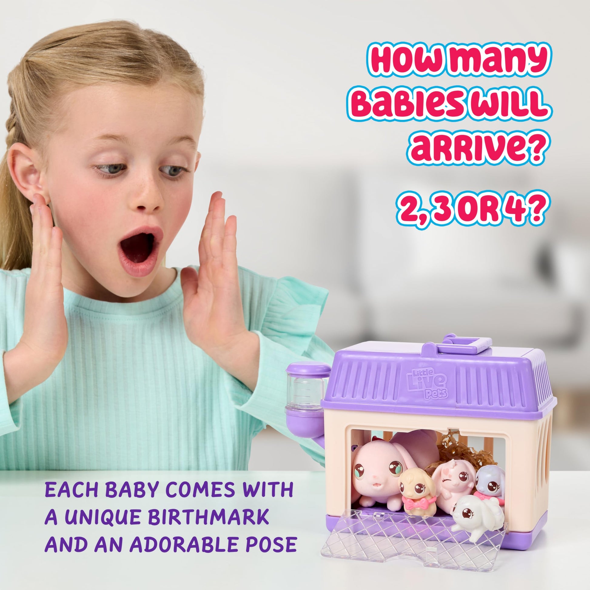 Little Live Pets Mama Surprise Minis Bunny, Reveals 2-4 Babies
