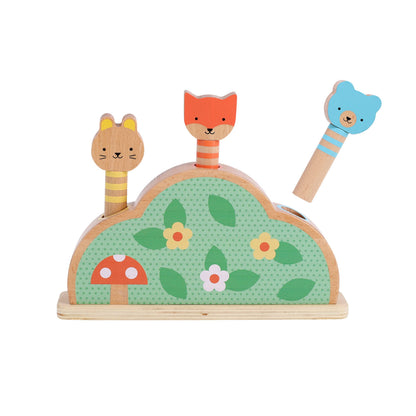 Petit Collage: Petit Friends Wooden Pop-Up Toy - FSC Wooden Toy with 3 Cute Woodland Characters - Perfect for Ages 1+