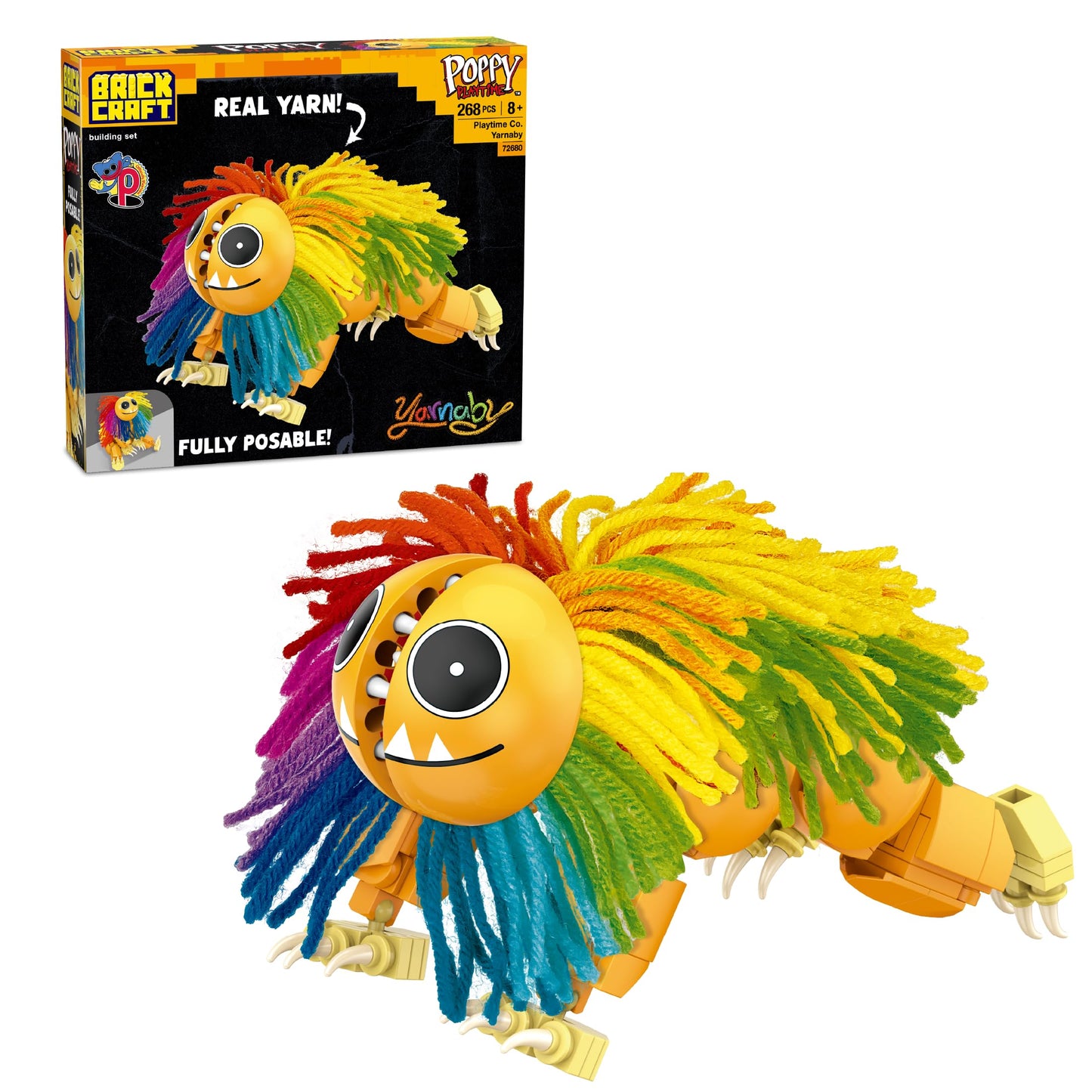Brickcraft Poppy Playtime Chapter 4 Yarnaby Building Set with Real Yarn, 268 Piece Fully Posable Creature Action Figure, Collectible Horror Game