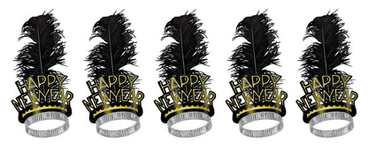 Beistle Black & Gold Swing Tiaras 5 Piece Happy New Years Eve Party Supplies Favors, One Size, Black/Gold/Silver