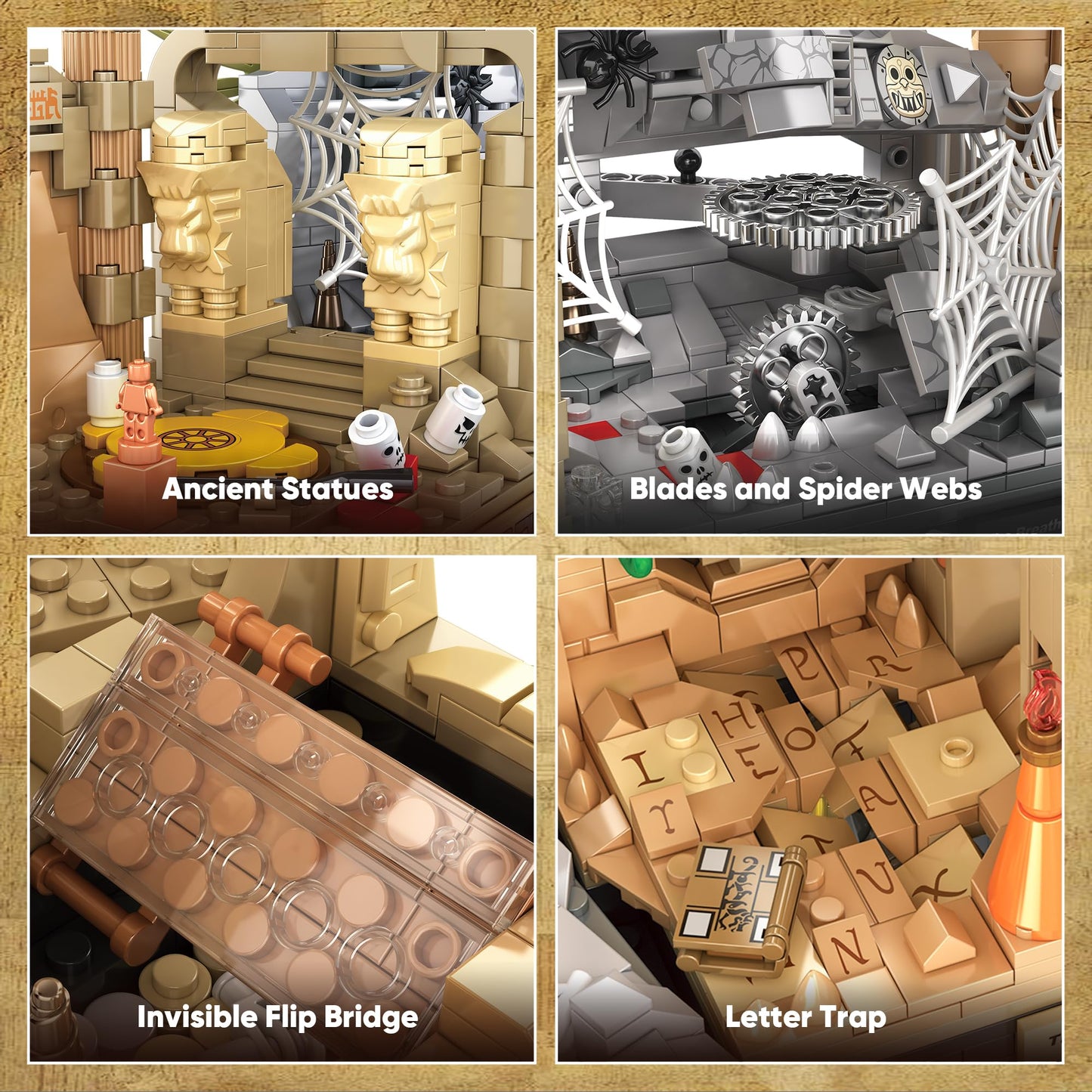 BuicraHub Temple Building Set Ideal for Adult, 5-in-1 Construction Toy Includes Gate, Three Levels and Holy Grail Scene Building Block, Birthday Gift
