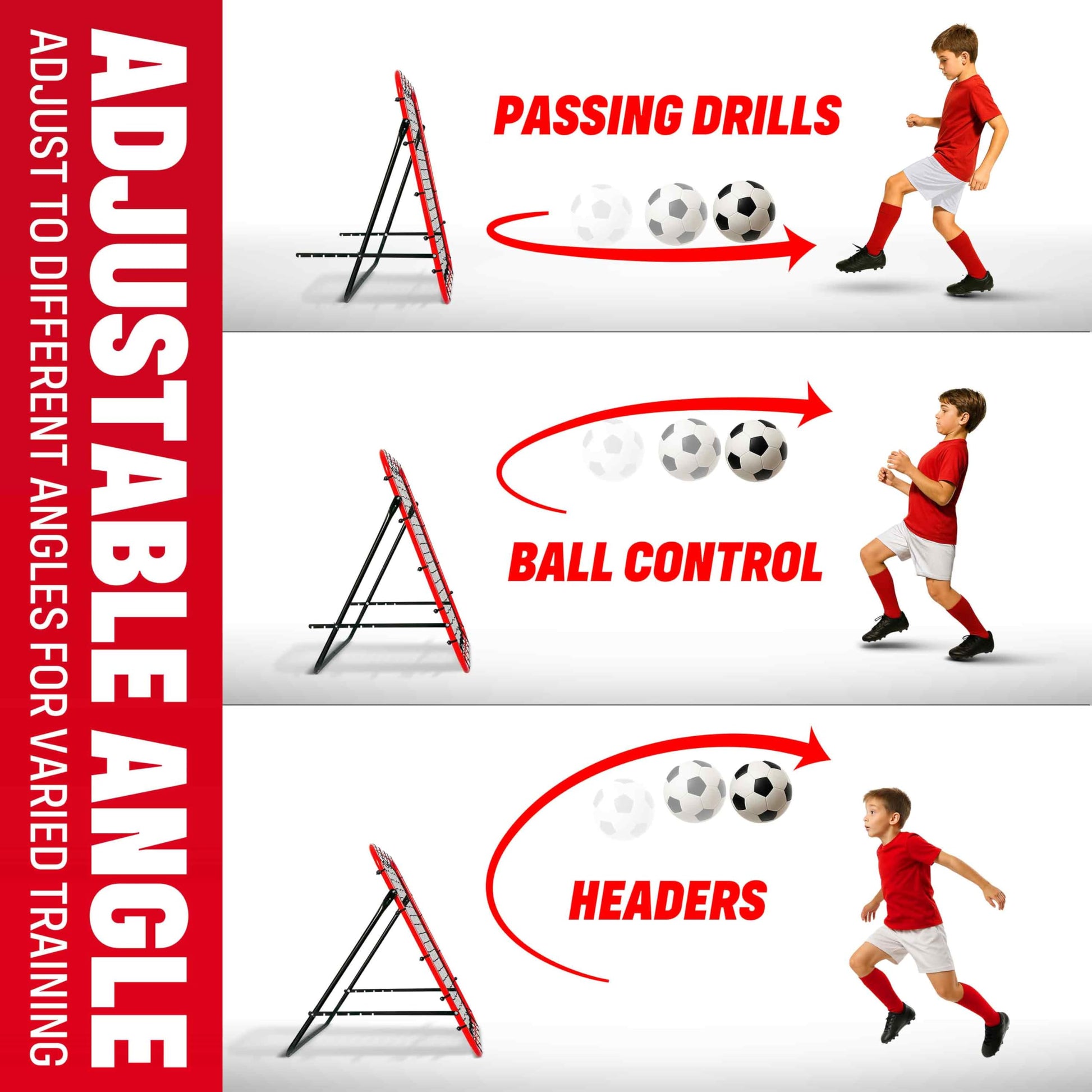 Soccer Training Equipment, Kickback 3.3X3.3FT - Football Training Gifts, Aids & Equipment for Kids, Teens & All Ages, Portable