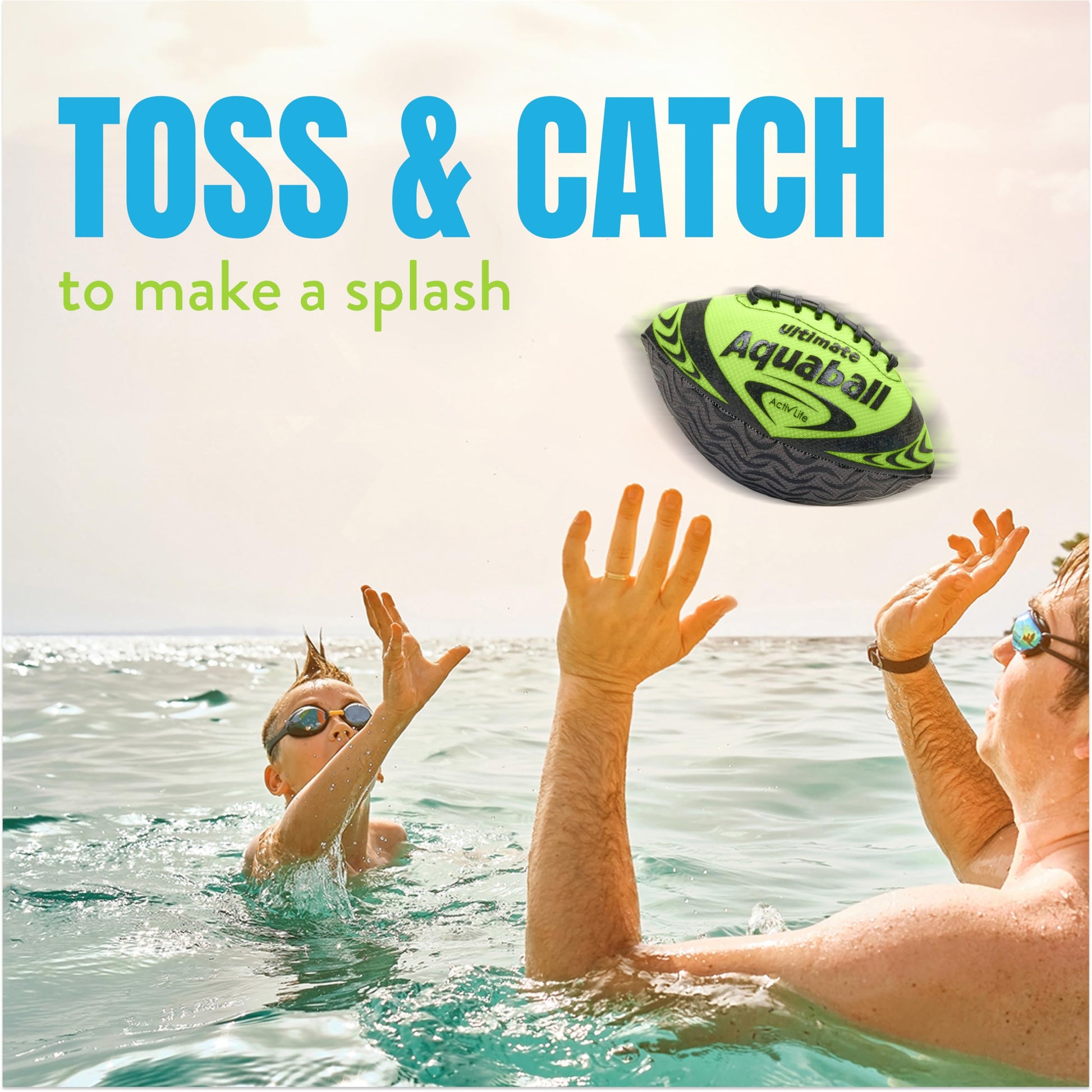 Activ Life Water Football for Pool, Beach, Outdoor, 9.5-inch Waterproof Pool Toys for Kids Aged 6-14, Heavy-Duty Water Ball, Double Lacing for Easy