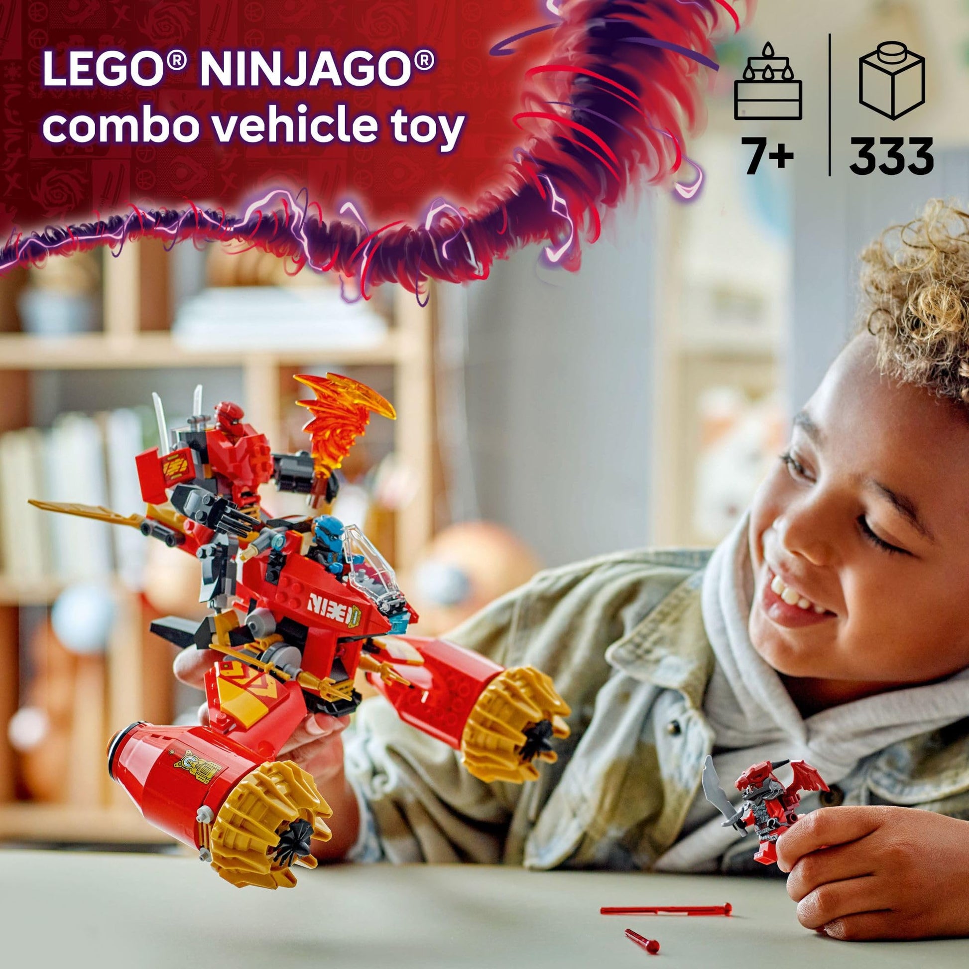 LEGO NINJAGO Kai's Mech Storm Rider Action Figure - Pretend Play Building Toy for Boys and Girls, Ages 7+ - Ninja Toy for Kids with 3 Minifigures