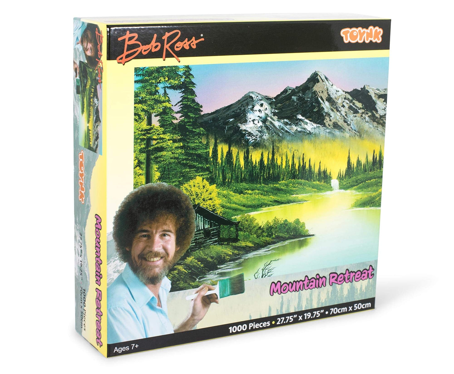Bob Ross Mountain Retreat Nature Puzzle Board for Adults and Kids | Forest Lake Jigsaw Puzzle 1000 Pieces | Interactive Brain Teaser for Family Game