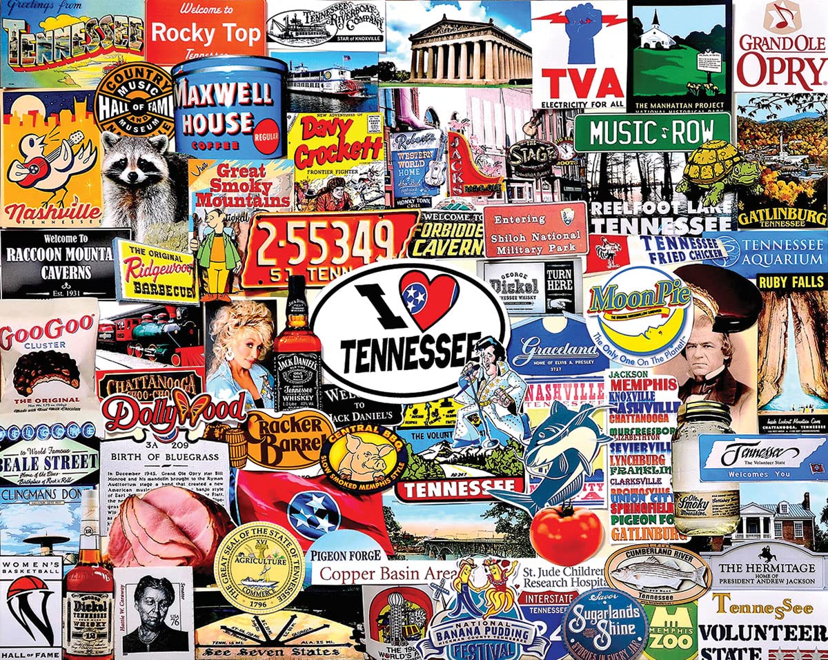 White Mountain 1000 Piece Jigsaw Puzzle Volunteer State, I Love Tennessee