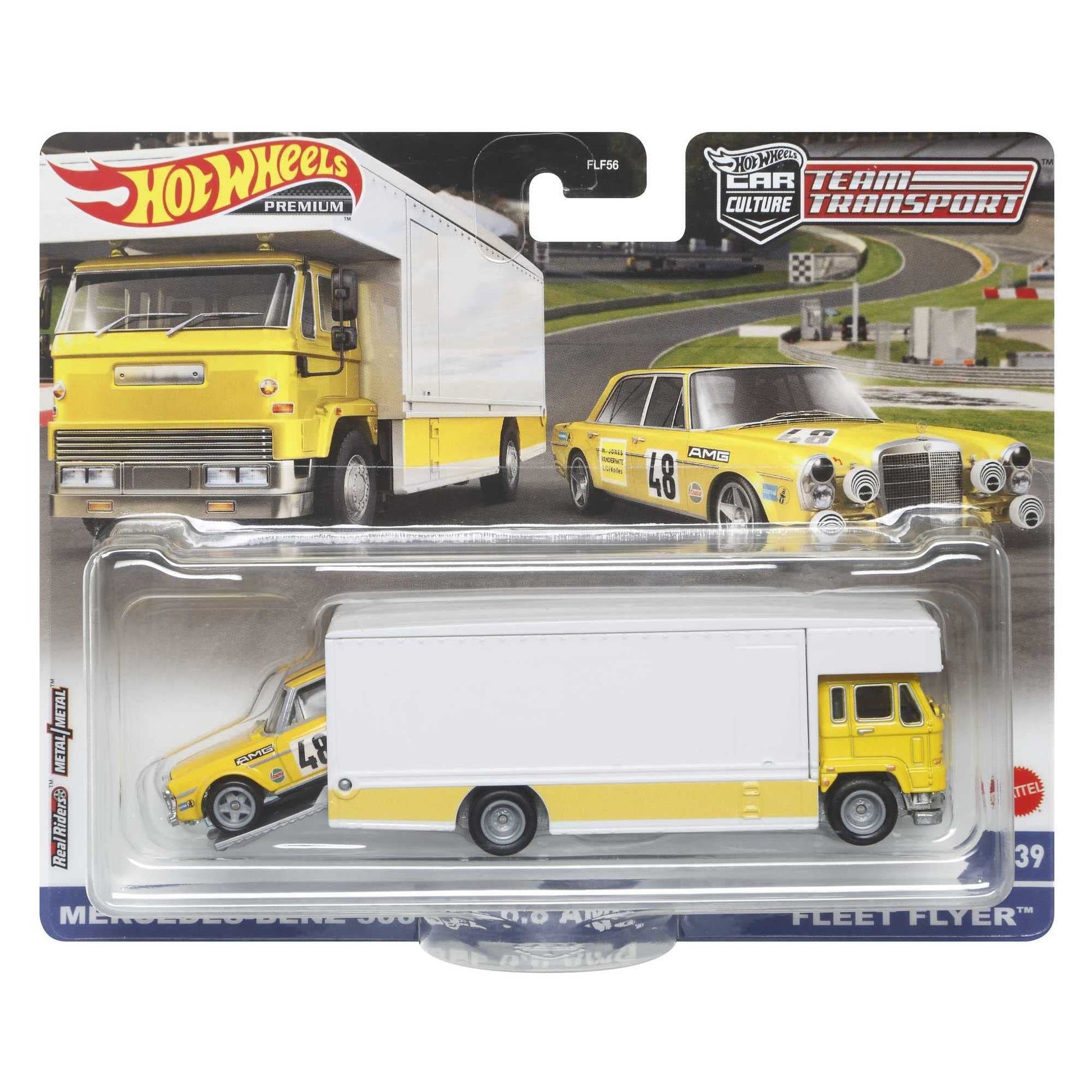 Hot Wheels Team Transport Mercedes CLK-GTR with Aero Lift, Celebrates Racing Experience & Car Culture, Premium Vehicles, 1:64 Scale Car & Transport