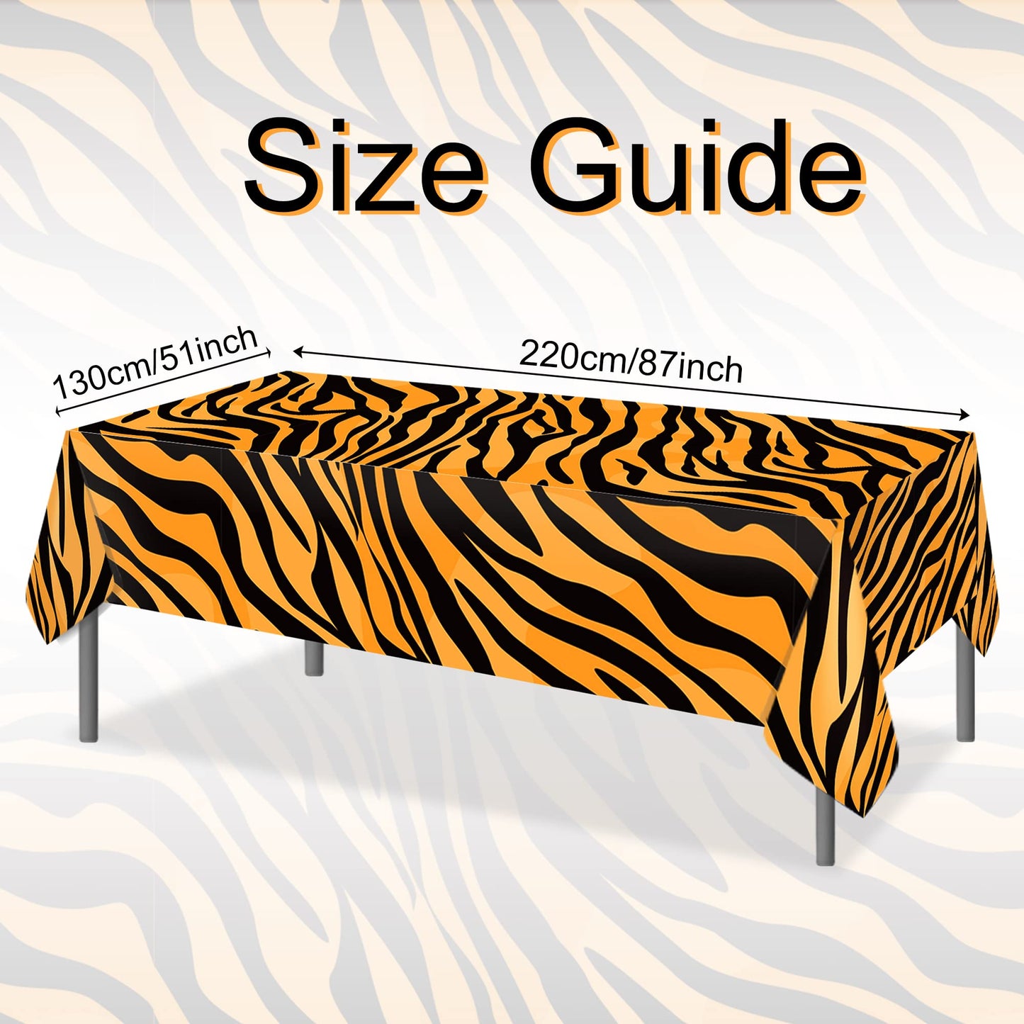 Adirasenotek 3Pack Tiger Stripe Tablecloths Party Decoration Animal Theme Tablecloths Jungle Table Cover 3D Print Table Cover for Jungle Party