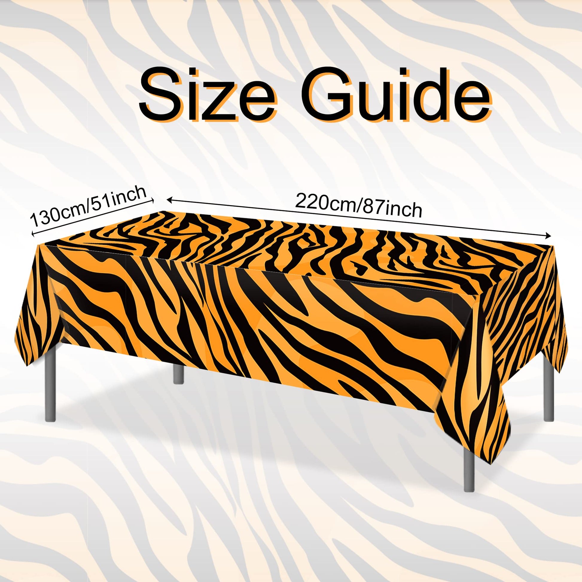 Adirasenotek 3Pack Tiger Stripe Tablecloths Party Decoration Animal Theme Tablecloths Jungle Table Cover 3D Print Table Cover for Jungle Party