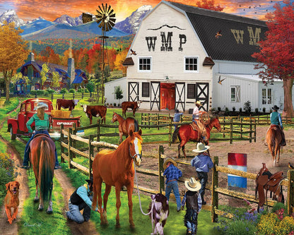 White Mountain 1000 Piece Jigsaw Puzzle Retro Fall Country, Dude Ranch