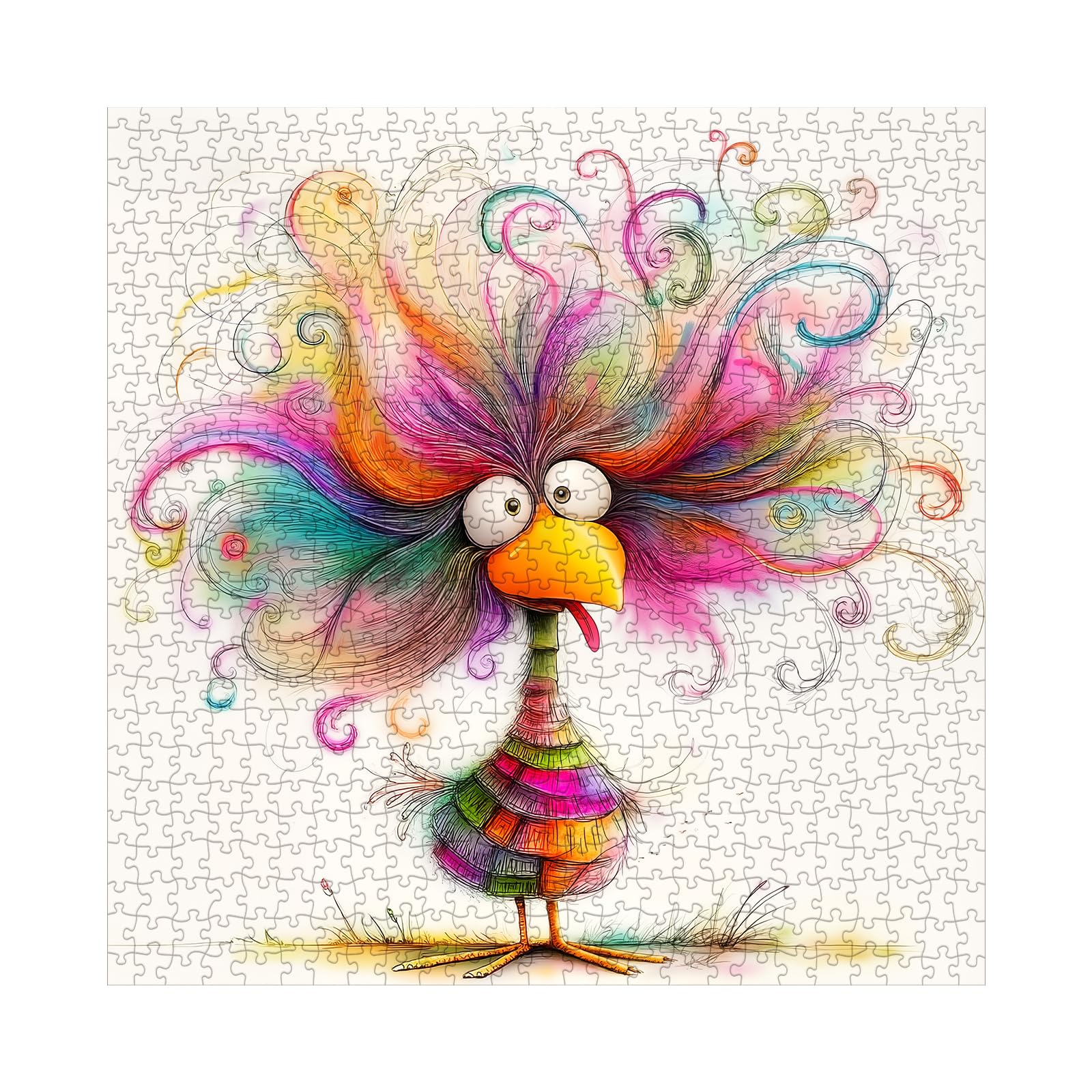 Larkipuzz Funny Cute Chicken Puzzles for Adults 1000 Pieces, Pretty Colorful Bird Jigsaw Puzzles, Art Challenging Difficult Animal Puzzle