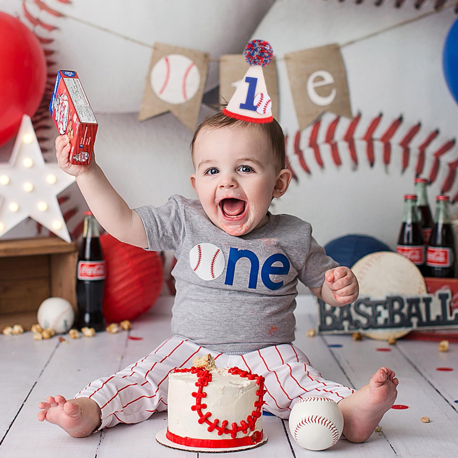 WAUAO Baseball 1st Birthday Party Hat - Rookie Of The Year Birthday Decorations,Baseball 1st Birthday Decorations,Baseball First Birthday Crown