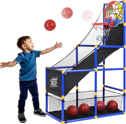 Kiddie Play Arcade Basketball Game Set for Kids 4 Balls and Hoop
