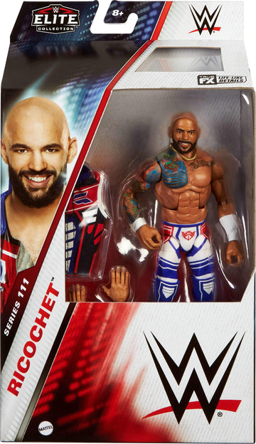 Mattel WWE Elite Action Figure & Accessories, 6-inch Collectible Ricochet with 25 Articulation Points, Life-Like Look & Swappable Hands