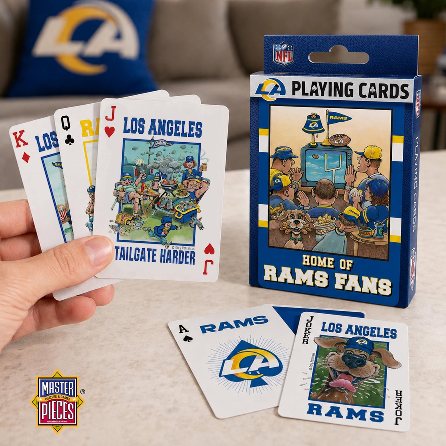 Masterpieces NFL Los Angeles Rams Playing Cards - Officially Licensed, 54 Card Deck - Ages 4+