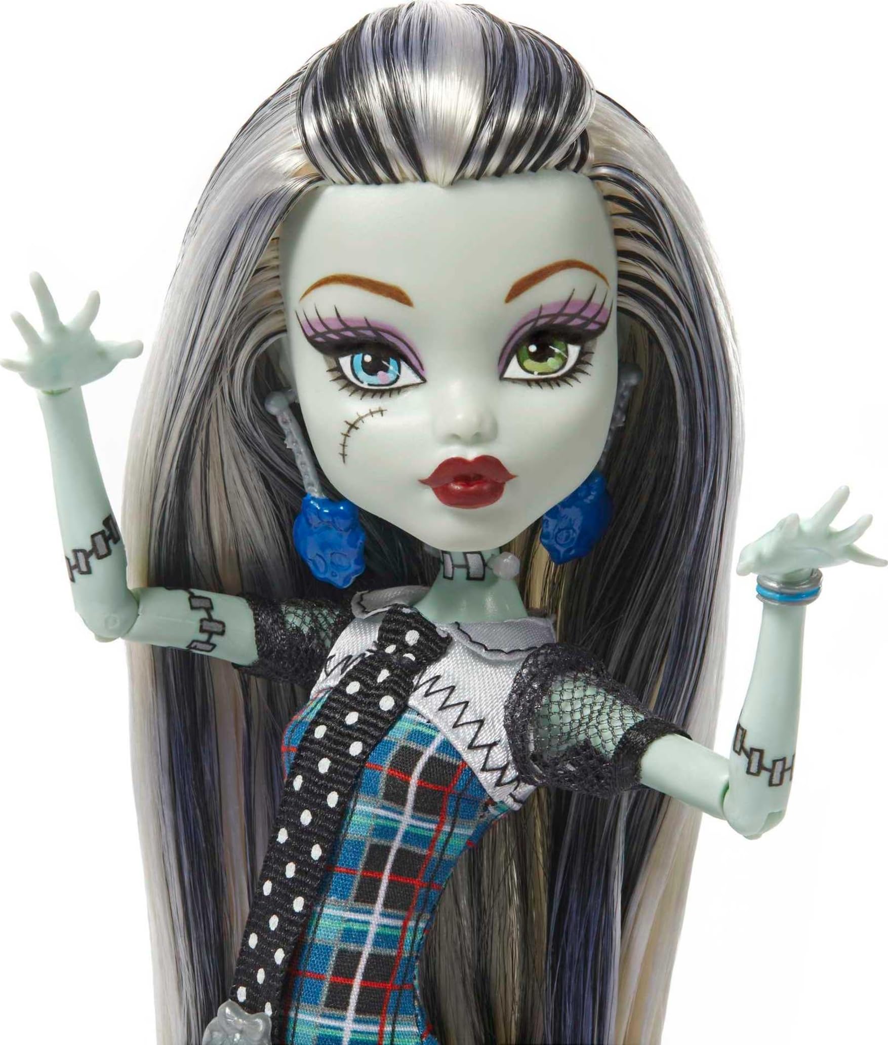 Monster High Frankie Stein Reproduction Doll Wearing Original Fashion & Shoes with Pet, Display Stand & Accessories, 10-5-inch Collectible Toy
