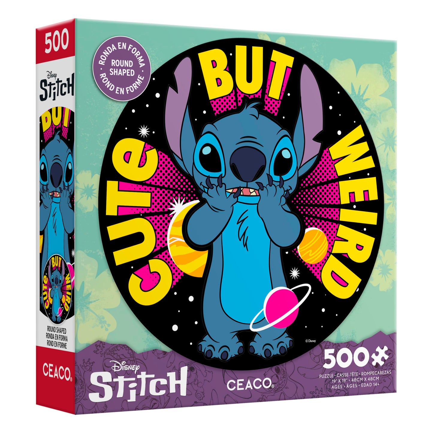 Ceaco - Disney - Lilo & Stitch - Stitch, Cute but Weird - 500 Piece Round Jigsaw Puzzle for Adults - Challenging Puzzle Perfect for Game Nights