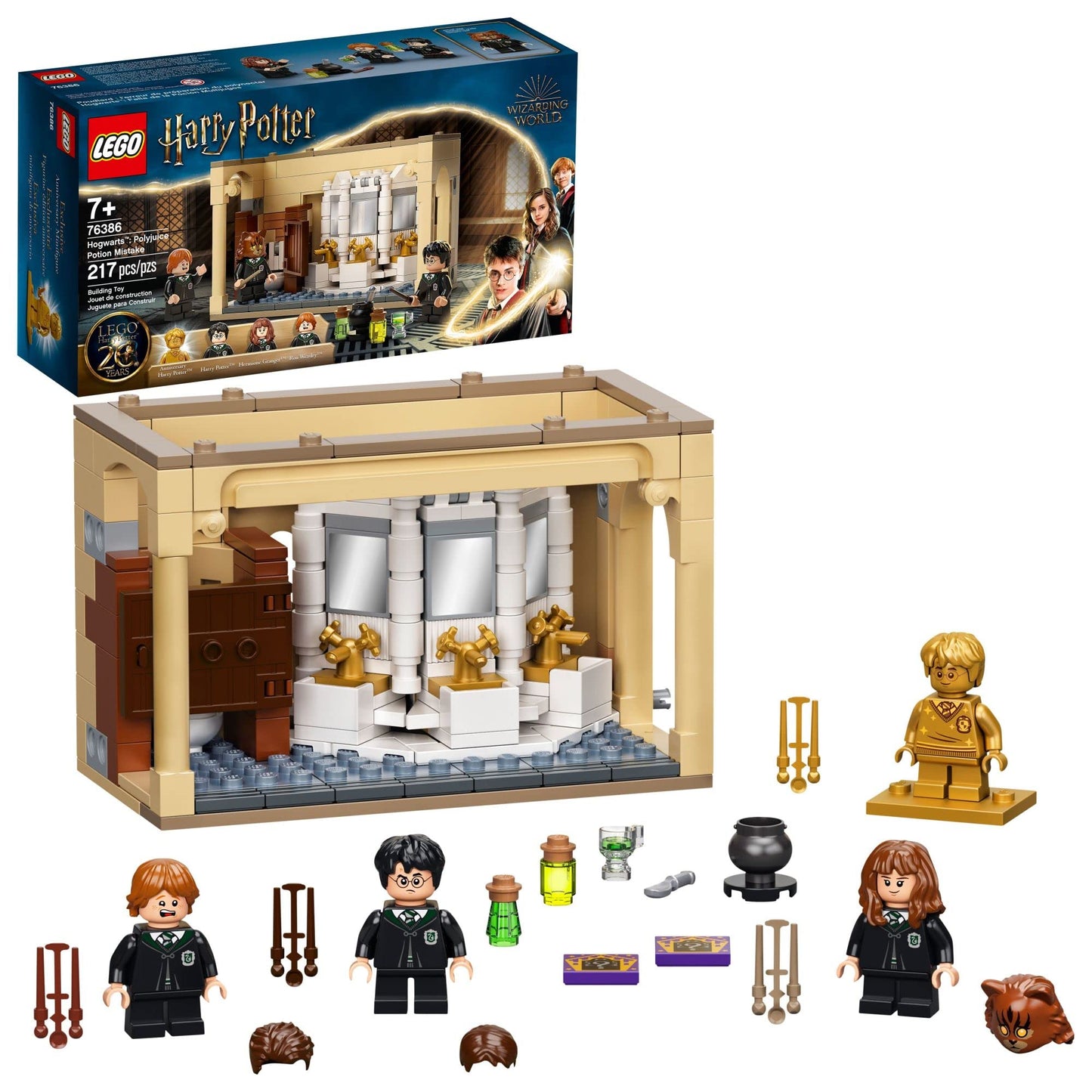 LEGO Harry Potter Hogwarts: Polyjuice Potion Mistake 76386 Moaning Myrtle's Bathroom with Ron Weasley and Hermione Grainger Minifigures, Gift Idea