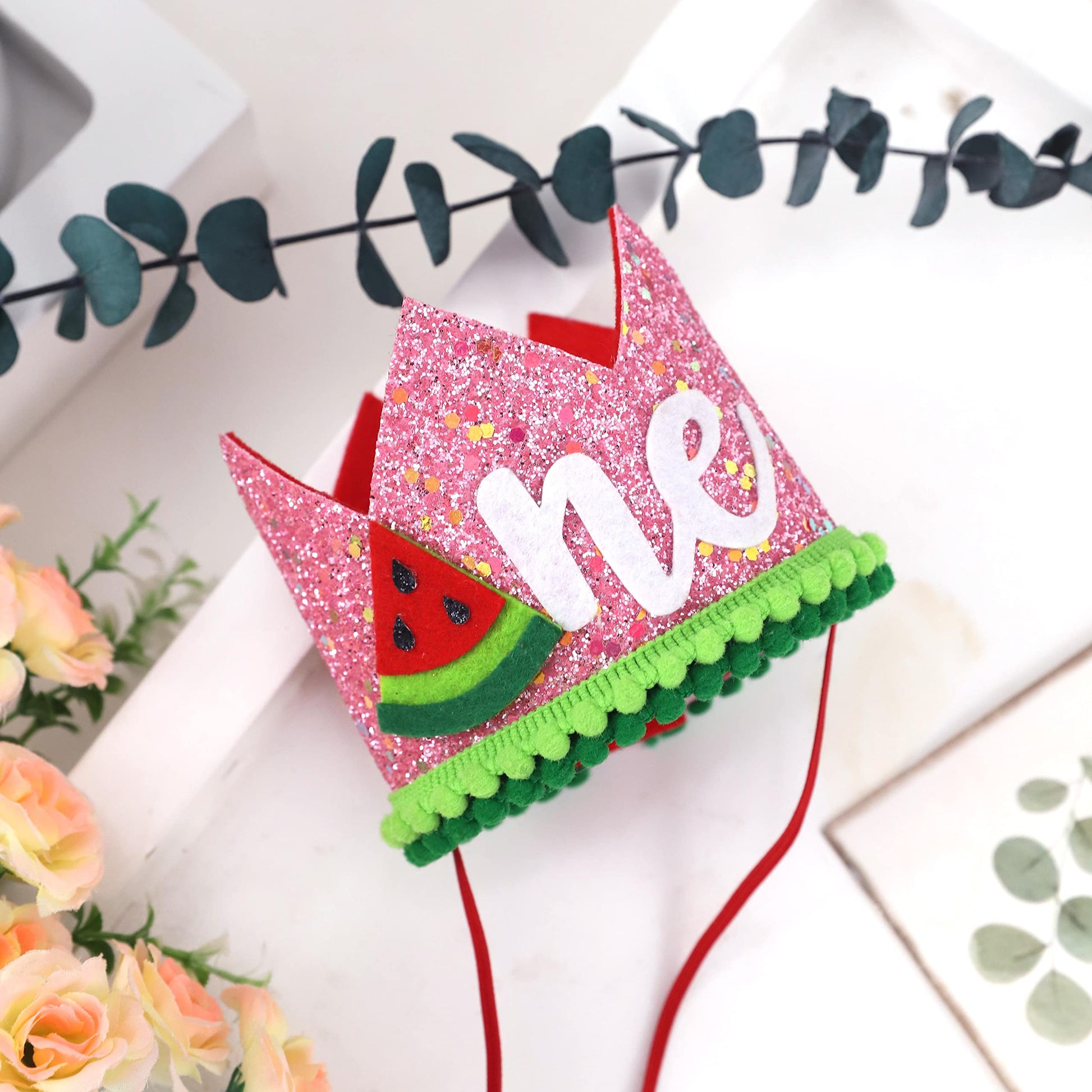 Watermelon First Birthday Crown - One in a Melon Baby 1st Birthday Party Decorations and Supplies