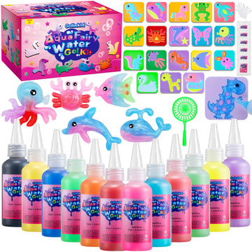 Golinkid Magic Water Elf Toy Kit,12 Bottles 18 Molds 70ML Aqua Fairy Water Gel Kit for Kids with Sparkling Magic Gel, Crate Your Own Magic Water Elf