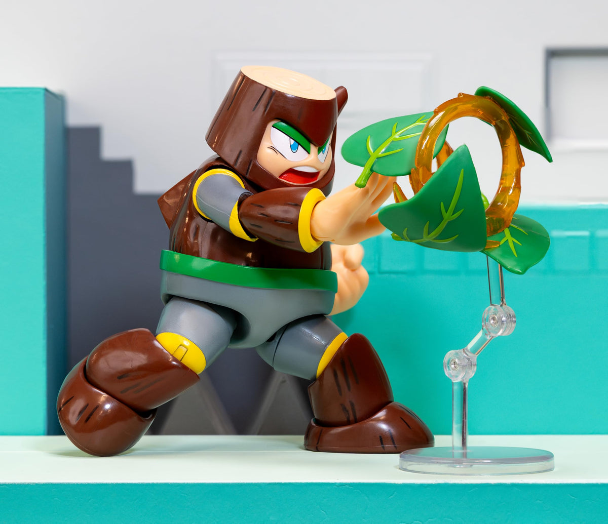 Jada Mega Man Wave 3 Wood Man Action Figure Toys - 1:12 Deluxe Scale - 6" Tall, Fully Articulated, Collector Packaging