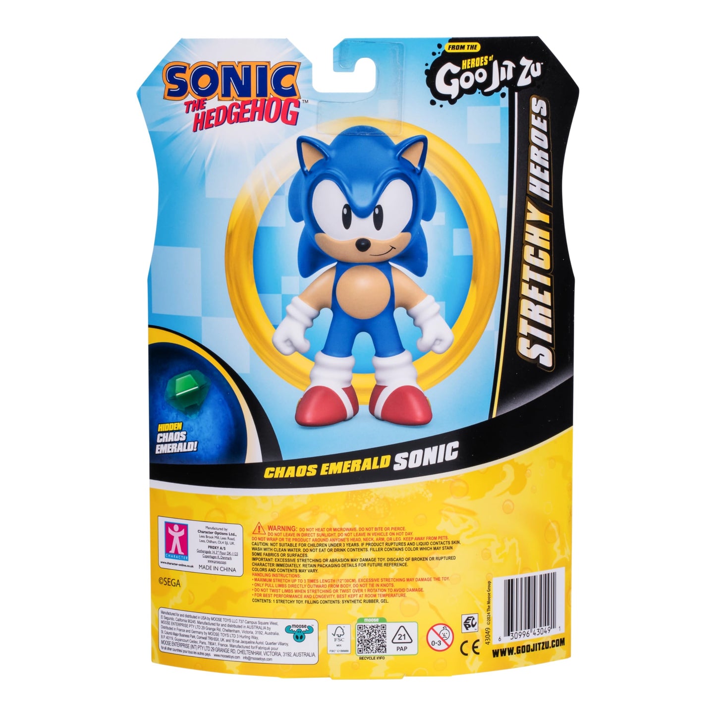 Heroes of Goo Jit Zu Sonic The Hedgehog - Chaos Emerald Sonic Stretchy Hero, Squeeze Sonic's Body to Reveal The Chaos Emerald Within His Goo, Grab Him