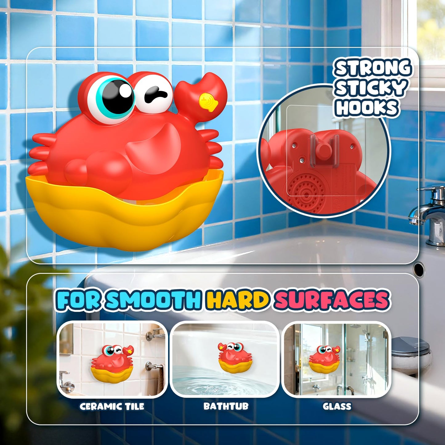 Bath Toys for Kids Ages 1-3,Light Up Baby Bath Toys Crab Bubble Maker with Colourful Light Toddler Bathtub Birthday Gifts Easter Stocking Stuffers