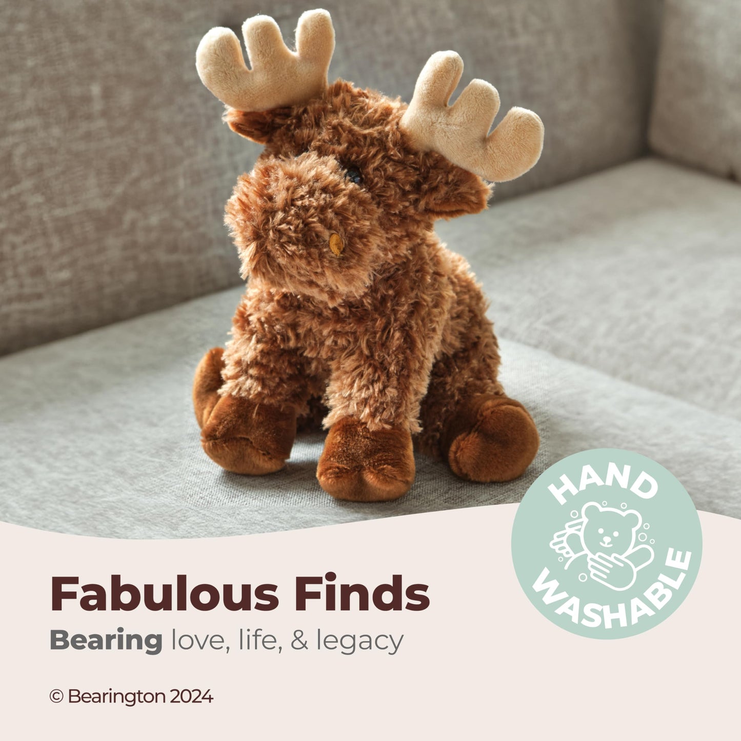 Bearington Morton The Moose Stuffed Animal - 10.5" Baby Moose Plush Toy with Soft and Fluffy Fur - Adorable Elk Stuffy Toy and Huggable Gift for Kids