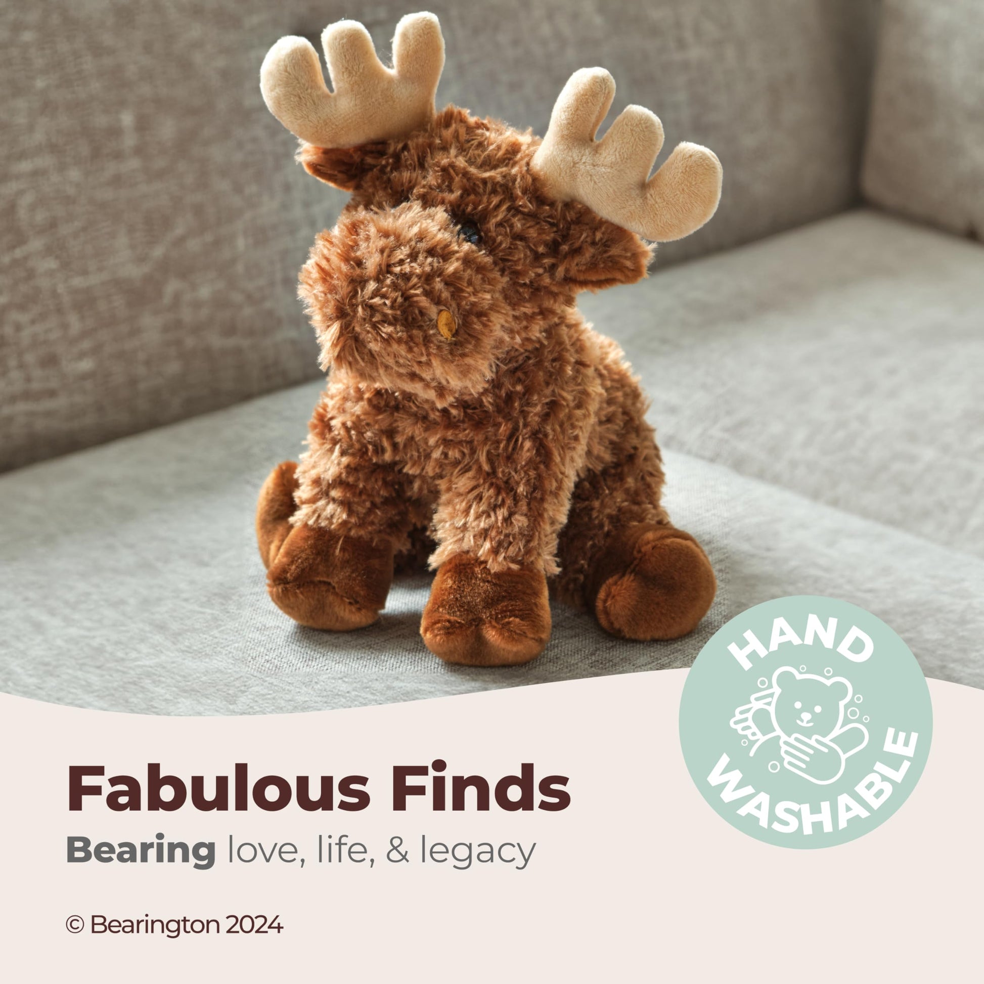 Bearington Morton The Moose Stuffed Animal - 10.5" Baby Moose Plush Toy with Soft and Fluffy Fur - Adorable Elk Stuffy Toy and Huggable Gift for Kids