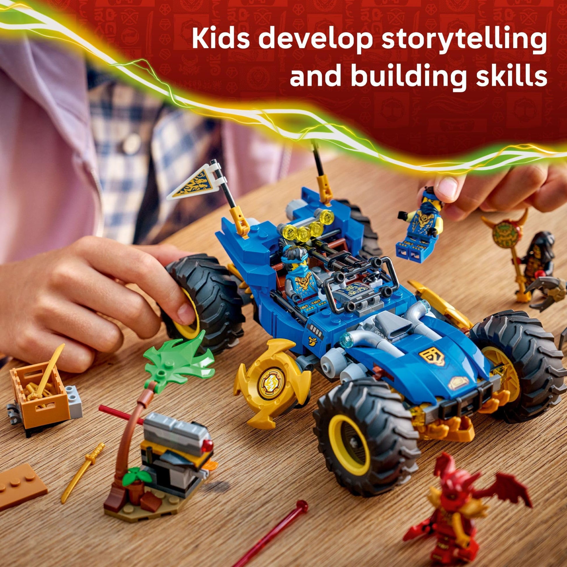 LEGO NINJAGO Jay’s Transforming Car Building Toy for Boys & Girls - Toy Car W/2 Play Modes for Kids, Ages 8+ - W/Jay, NYA, Dragon Form Kai, & 2 More