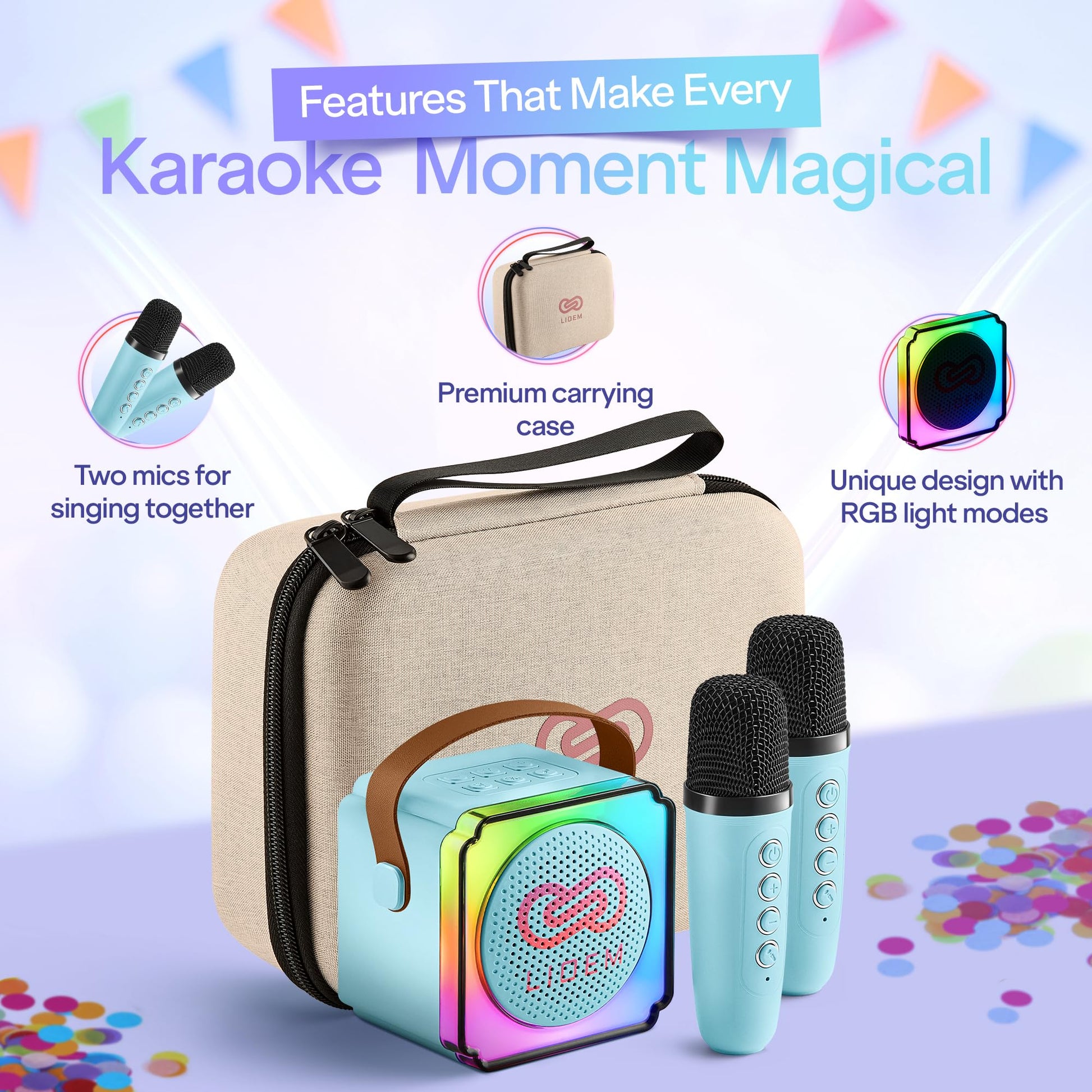 Karaoke Machine for Kids (1, Blue)
