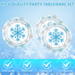 KHAIVI 40PCS Blue Snowflake Party Supplies Winter Wonderland Birthday Party Supplies Tableware Set Including Blue and Silver Snowflake Plates Napkins