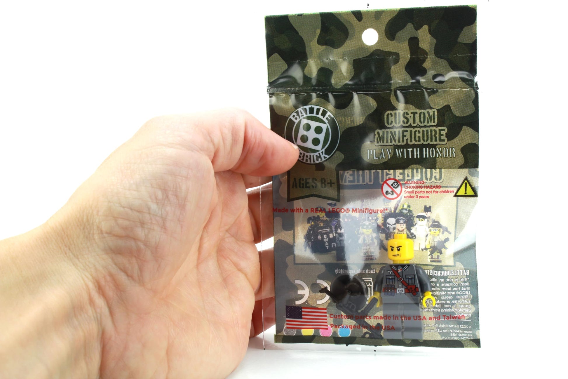 Battle Brick 1.6 Inches Tall Collectible German WW2 MP40 Soldier Custom Collectible Minifigure | Genuine Military Minifig | Printed in The USA | World