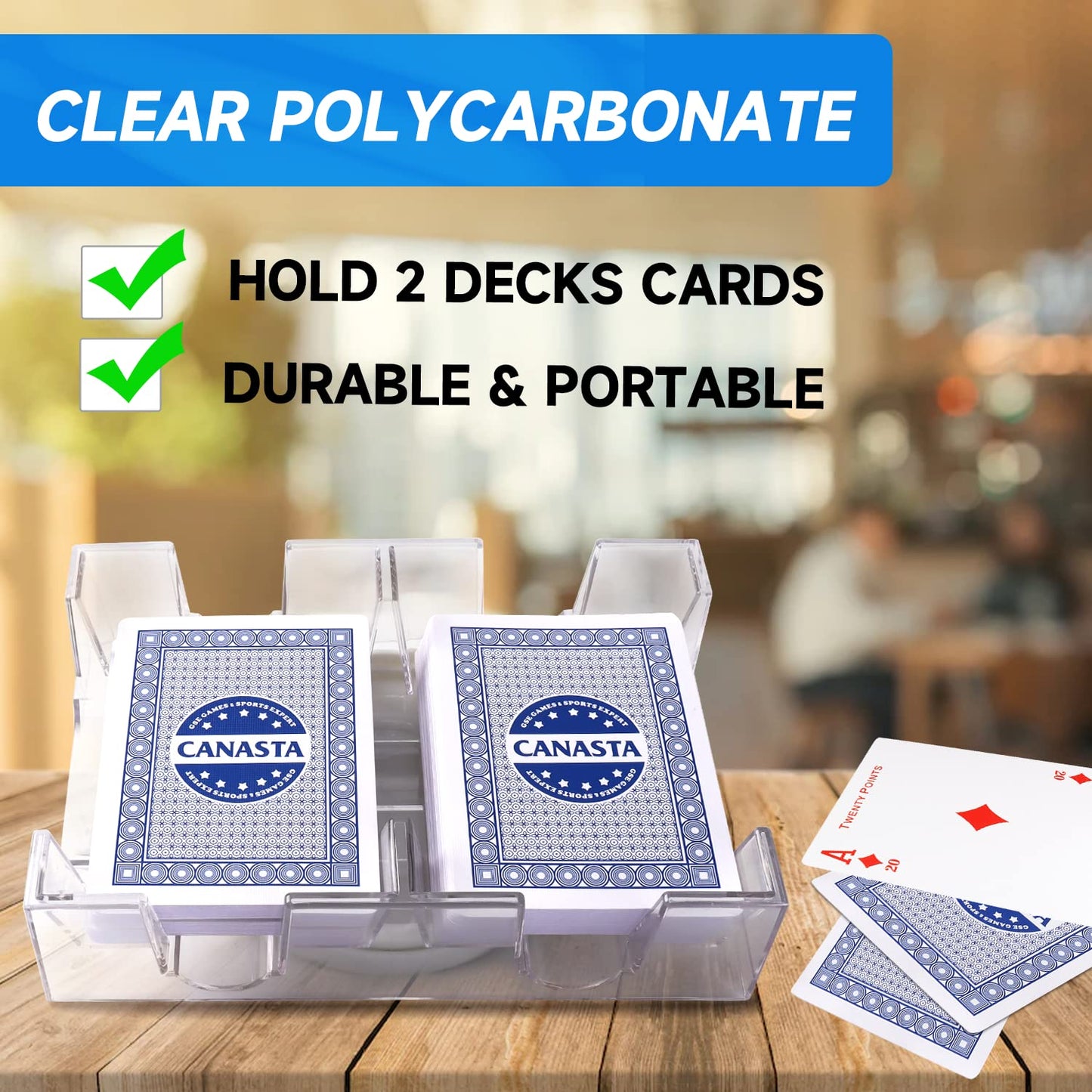 GSE Games & Sports Expert Canasta Cards Game Set, Includes 2 Decks Canasta Playing Cards with Point Values, a Revolving Card Tray, and 50 Score Sheets