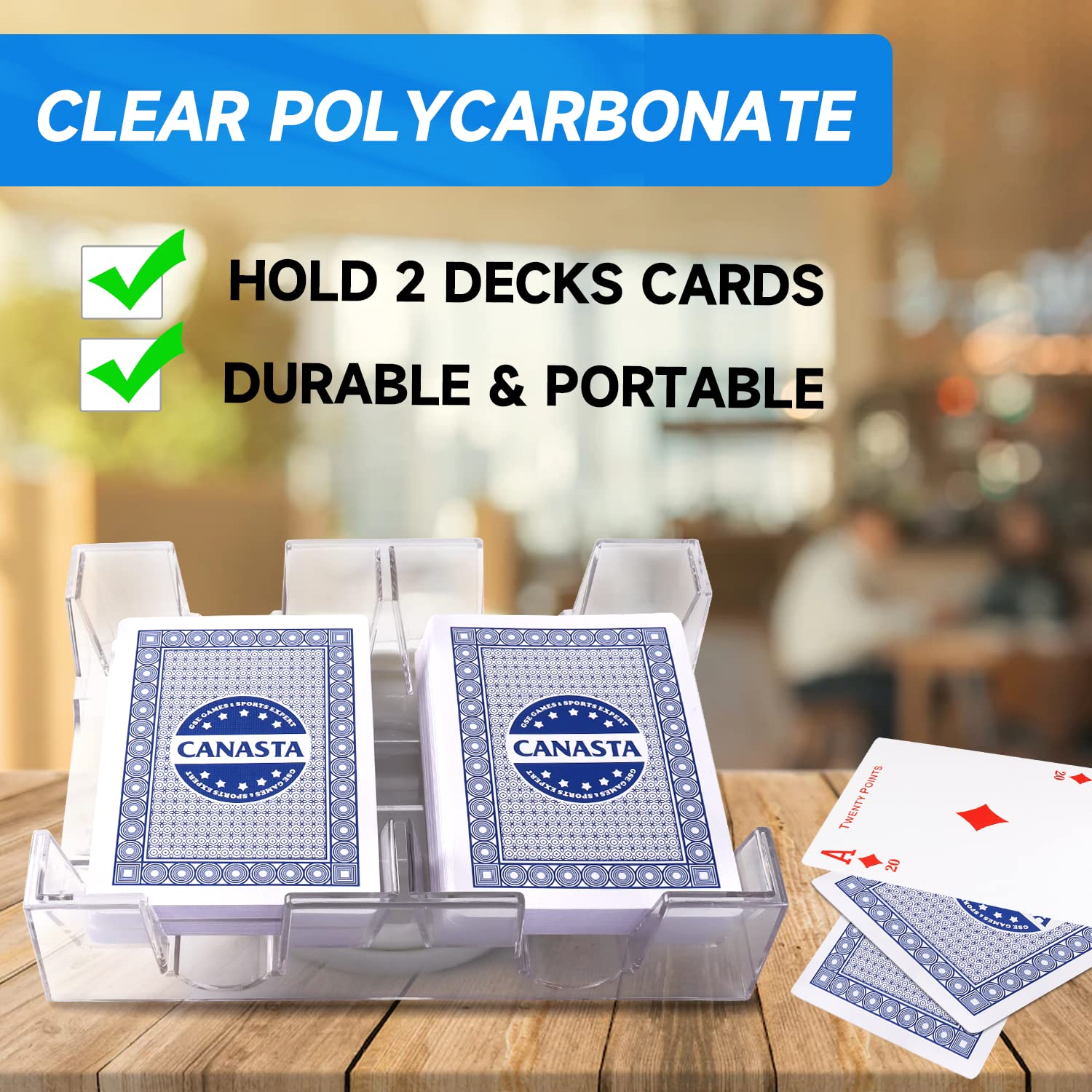 GSE Games & Sports Expert Canasta Cards Game Set, Includes 2 Decks Canasta Playing Cards with Point Values, a Revolving Card Tray, and 50 Score Sheets