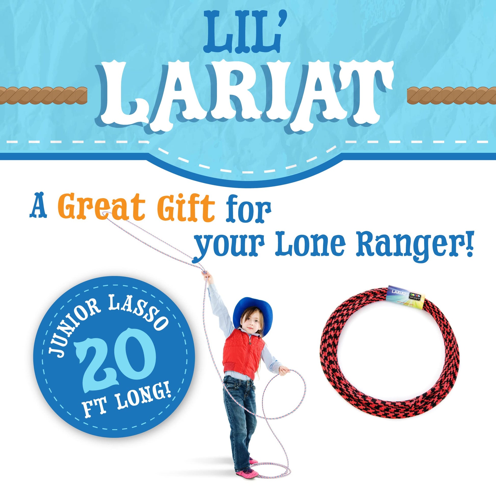 Just Jump It Lil Lariat- Junior Lasso- pre-tied-20' - Blue