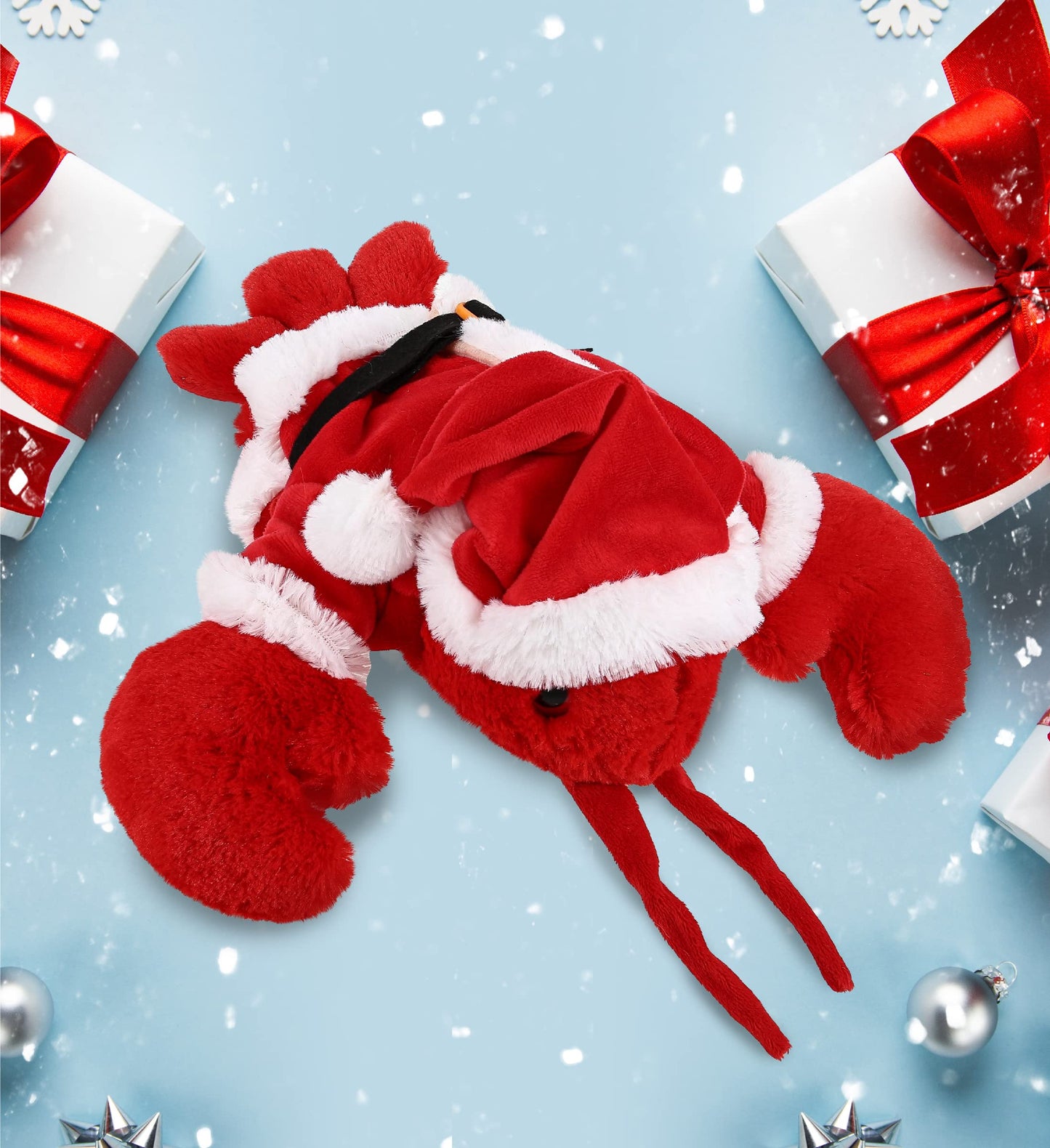 DolliBu Santa Red Lobster Stuffed Animal Plush Toy - Super Soft Ocean Life Animal Dress Up with Red Santa Claus Outfit, Cute Ocean Life Gift, Perfect