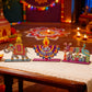 KYMY Diwali Wooden Table Decorations, 3 Pcs Deepavali Rangoli Wood Centerpieces, Festival of Lights Diyas Desktop Signs & Ornaments for Indian Hindu