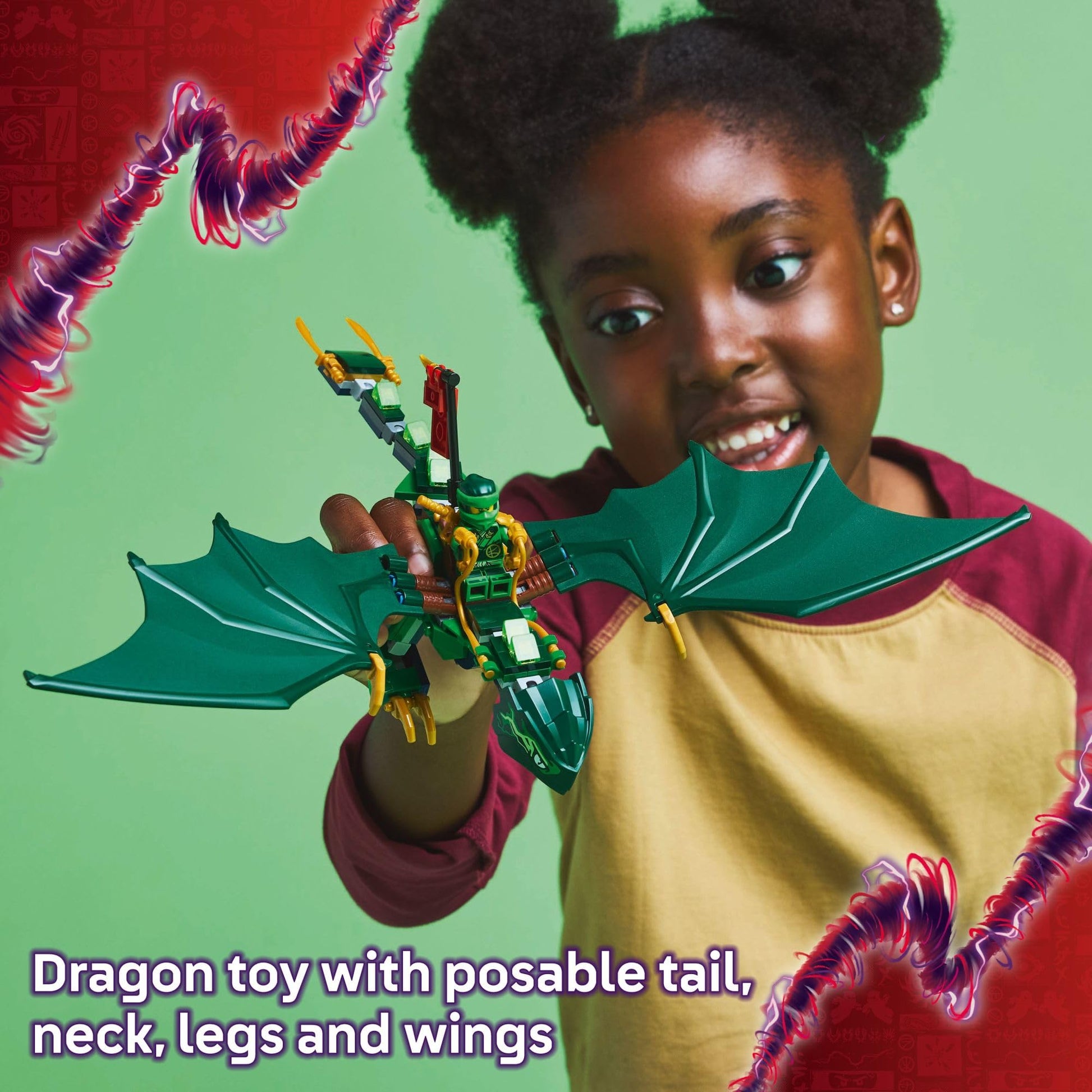 LEGO NINJAGO Lloyd's Green Forest Dragon Toy - Pretend Play Building Toy for Boys and Girls, Ages 6+ - Birthday Gift for Kids - Dragon Figurine with 2