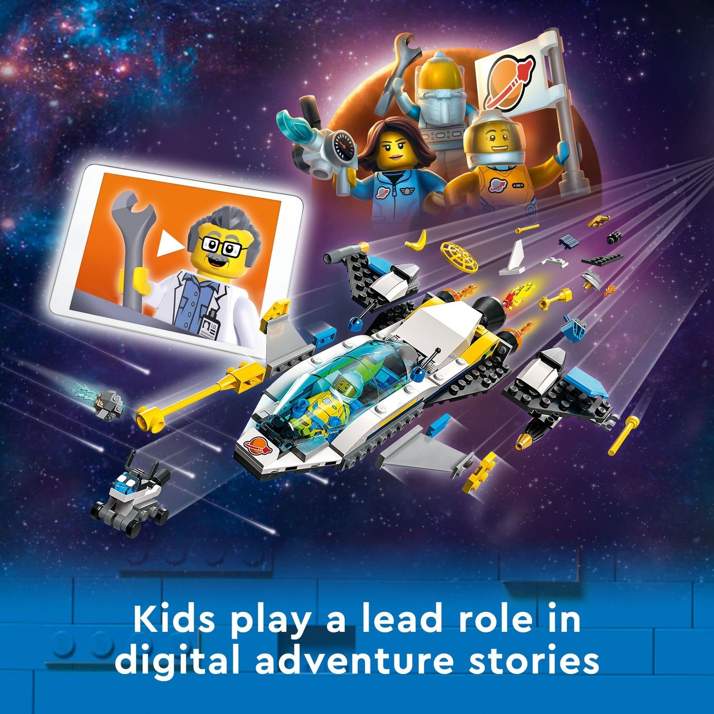 Lego City Mars Spacecraft Exploration Missions 60354 Interactive Digital Building Toy Set - with Astronaut Minifigures and Spaceship, Traverse
